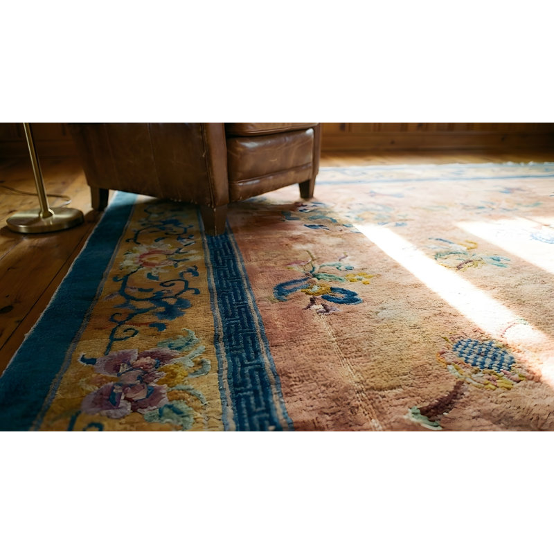 Tapis corail / saumon / rose Antique Art Deco