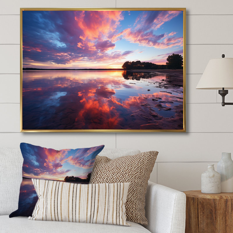 Blue Sky Skyline Symphony sur toile, H 30 po x l 40 po x P 1,5 po, Cadre flottant doré
