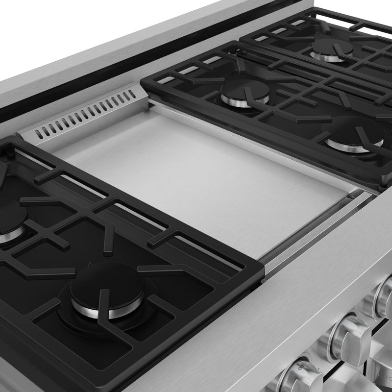 Cuisinière à gaz professionnelle 48 po avec double four en acier inoxydable Gordon Ramsay de THOR Kitchen, Acier Inoxydable