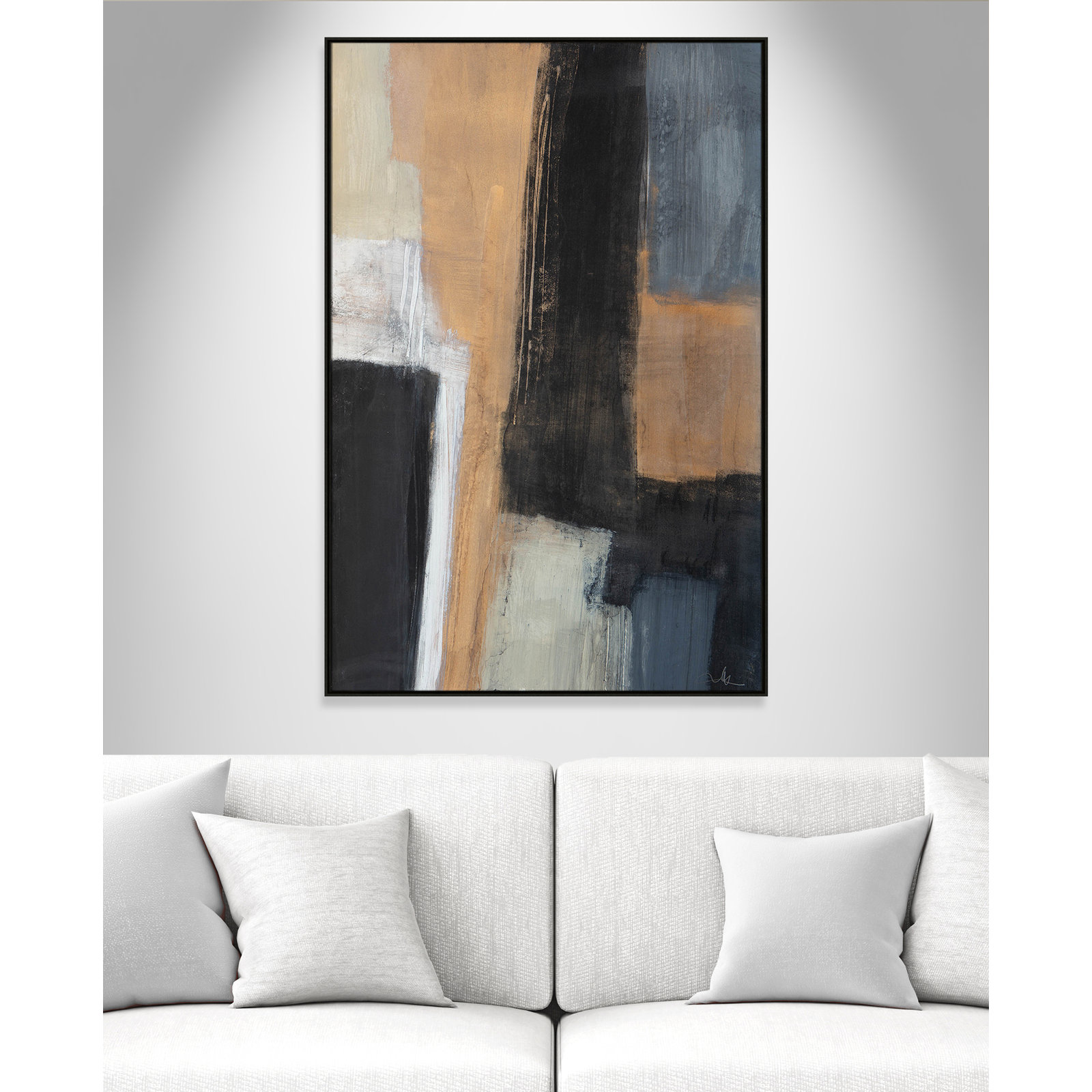 Calderon "Metallic Slate I" Print, 61.5" H x 41.5" W x 2" D, Espresso