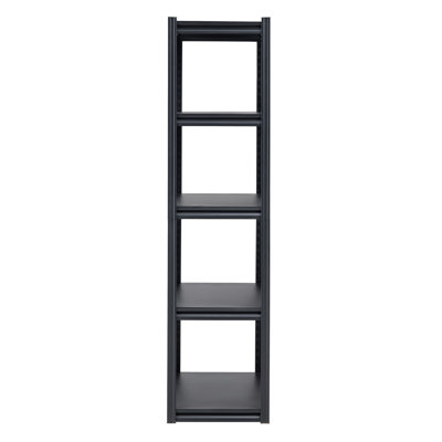 Antique Nutmeg and Black Double‑Wide Ladder Open Back Bookcase, Farmhouse Style Engineered Hardwood Bookshelf for Living Room and Home Office