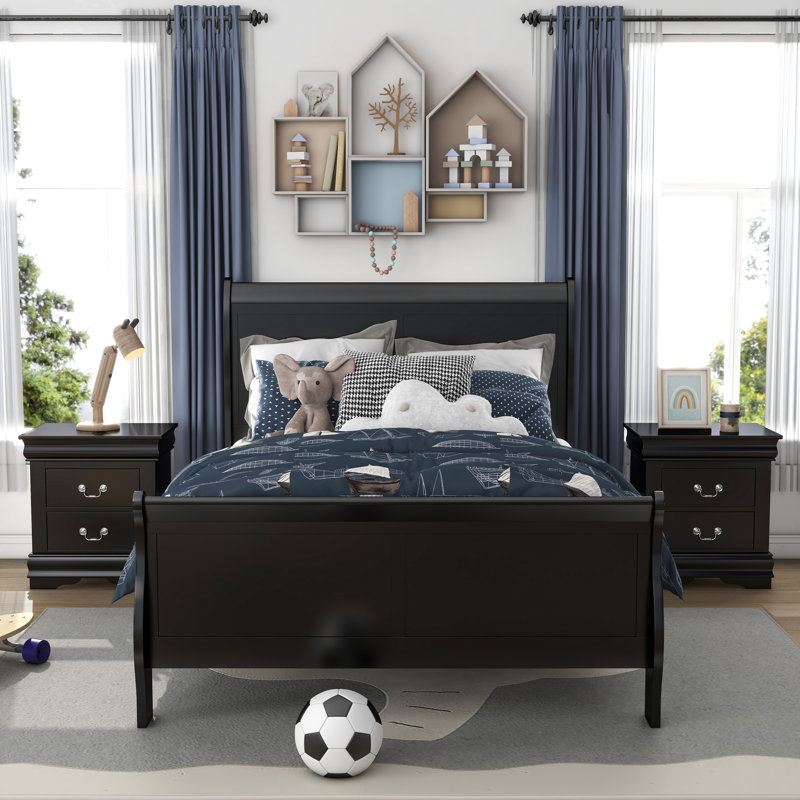Emelinda Transitional Sleigh Bed, Full / Double, Black