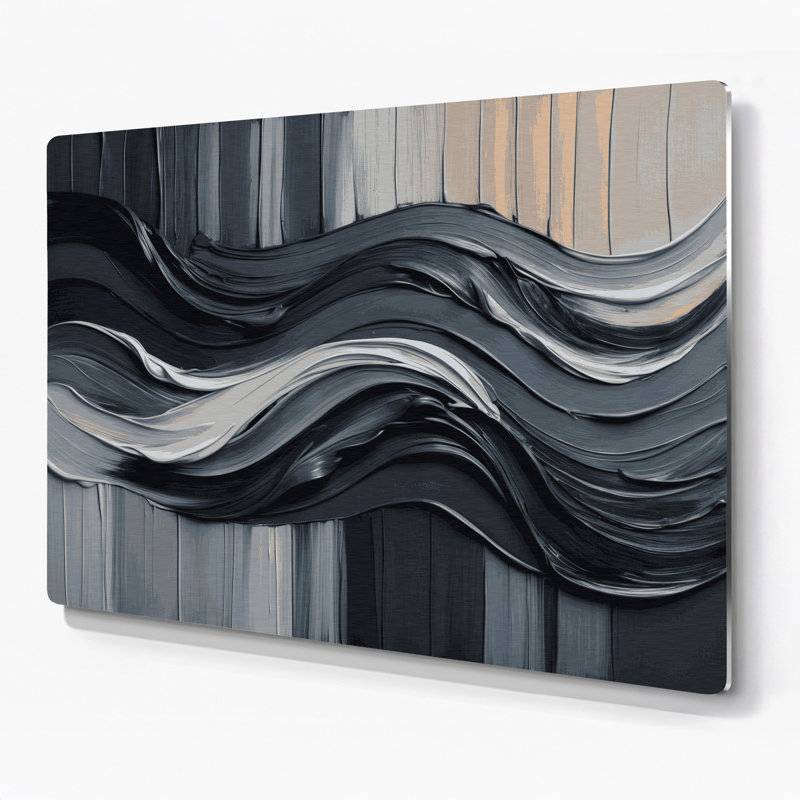 Art mural horizontal en métal rayé horizontal gris foncé