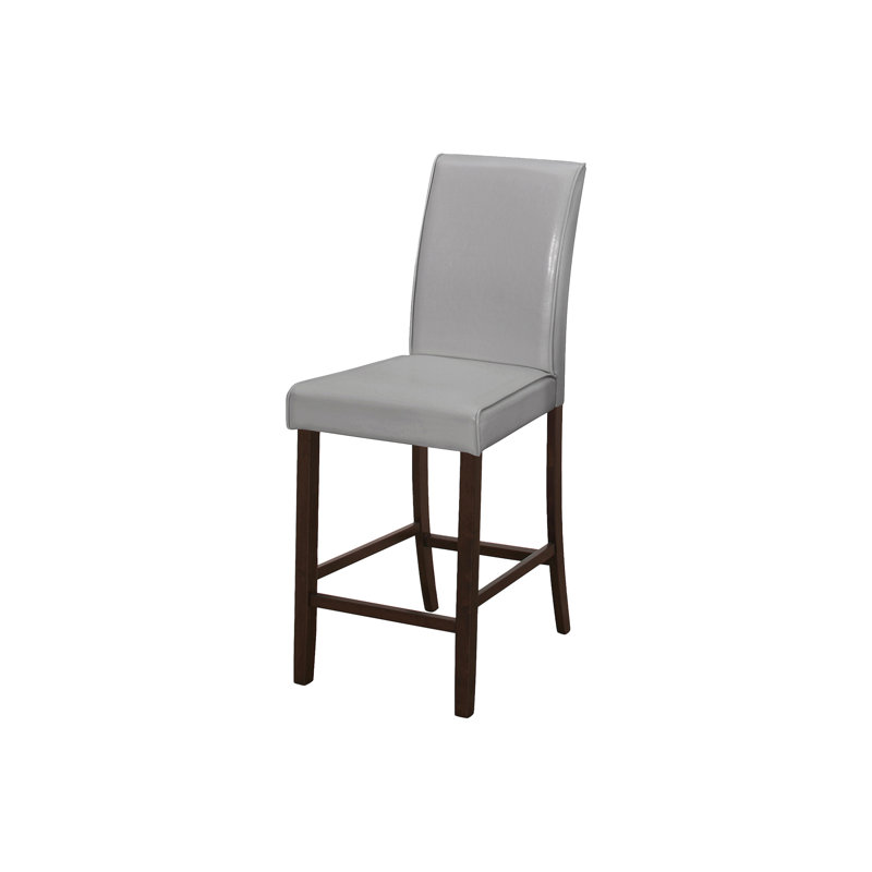 De 2 chaises de salle à manger à hauteur de comptoir, rembourrées grises avec des pieds en bois brun, rembourrage confortable pour la cuisine et la salle à manger, chaises transitionnelles contemporaines 2, revêtement, cuisine, moderne