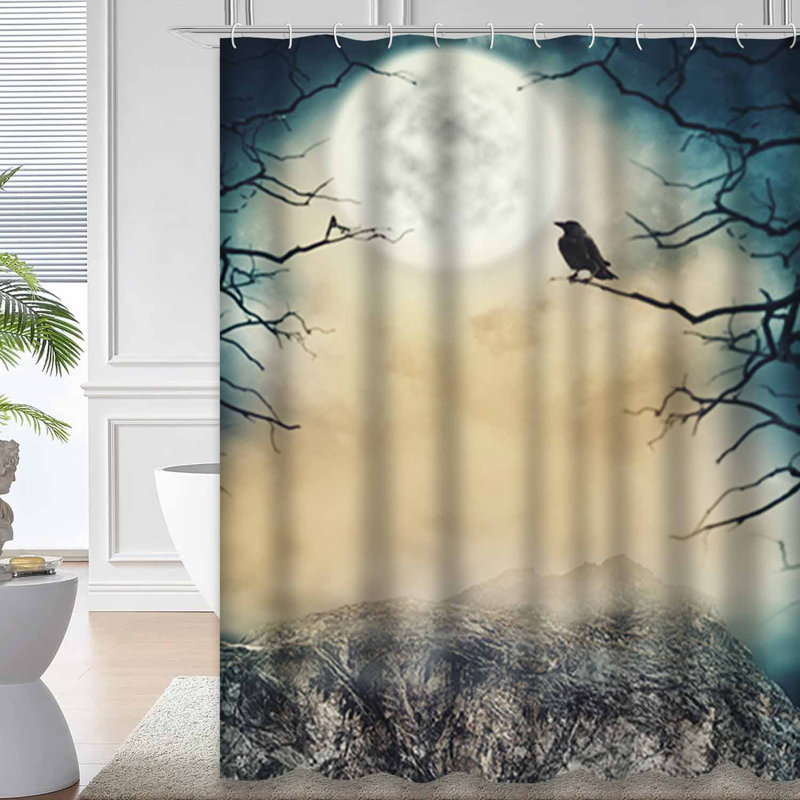Rideau de douche d'Halloween Spooky Sky Moon Trees Autumn, L 72 po x l 72 po