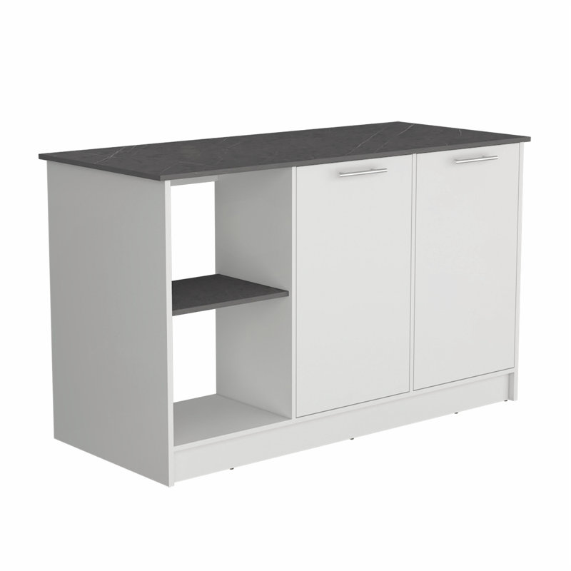 Versatile Kitchen Island with Abundant Storage and Stylish Design for Efficient Cooking, White/Black