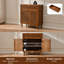 Armoire de rangement à 1 tiroir Suniya avec tablettes réglables, portes à lattes et finition noyer