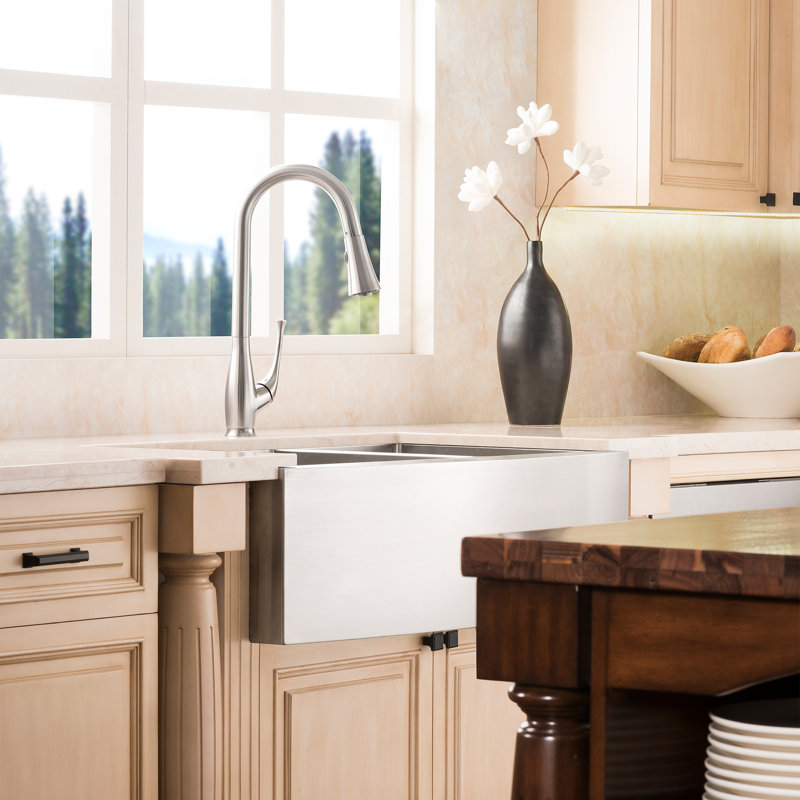 Courchevel Stainless Steel 36" L x 21" W Double Basin Undermount Kitchen Sink with Basket Strainer