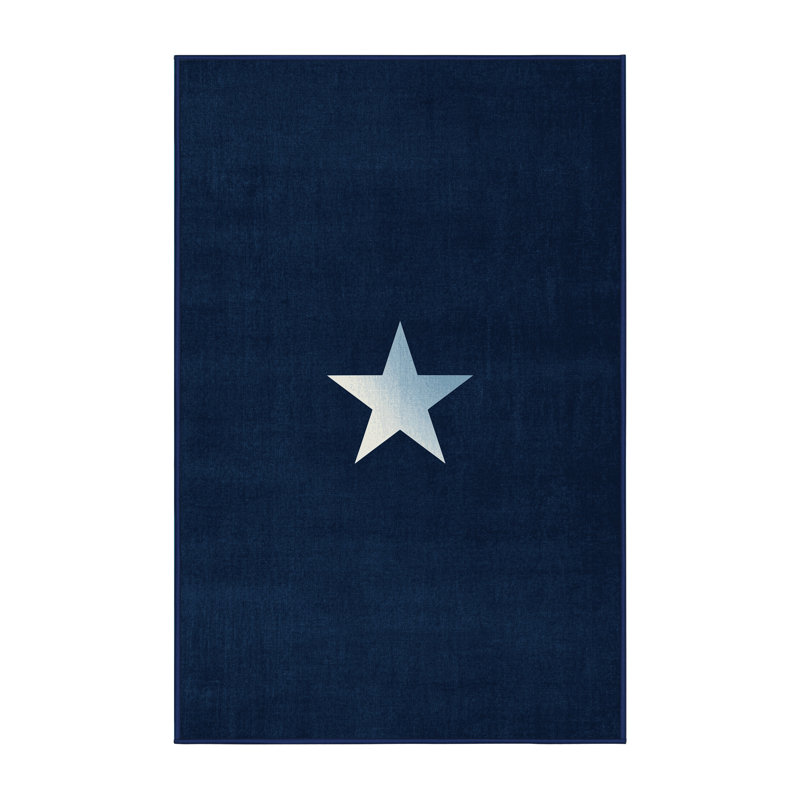Soft Plush Farner July 4Th Modern & Contemporary Abstract Area Rug in Blue – Navy Binding, 3x5