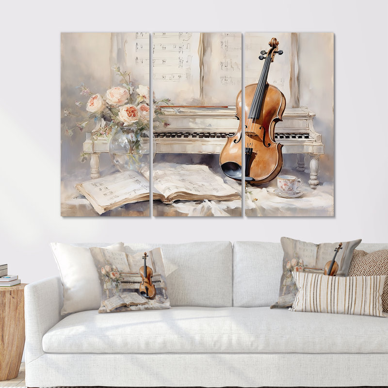 Clarinette classique Timeless Taupe I - ensemble d'art mural musical, H 40 po x l 60 po