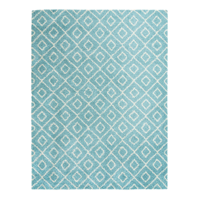 Tapis à poils longs Foundry Select Ruth Trellis Aqua, Rectangle 10 pi 8 po x 14 pi