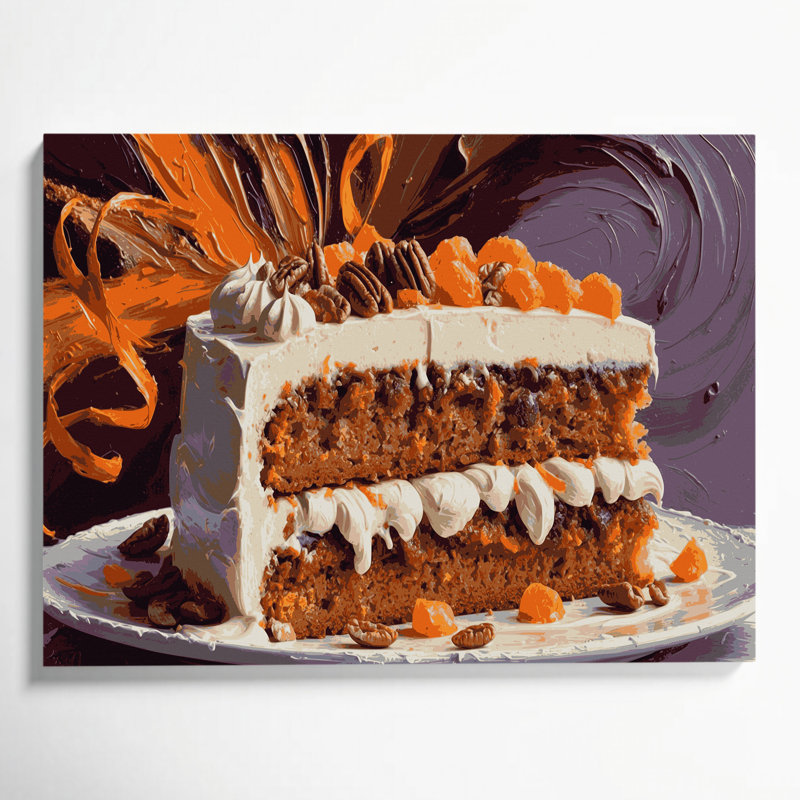 Desserts Carrot cake Brown Canvas Wall Art, H 20 po x l 24 po