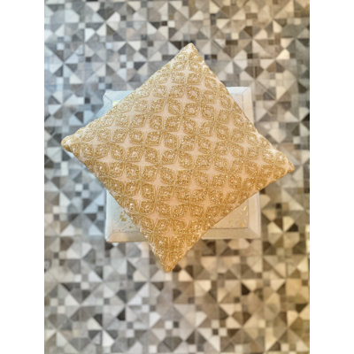 Bari Gold Square Velvet Pillow Cover & Insert