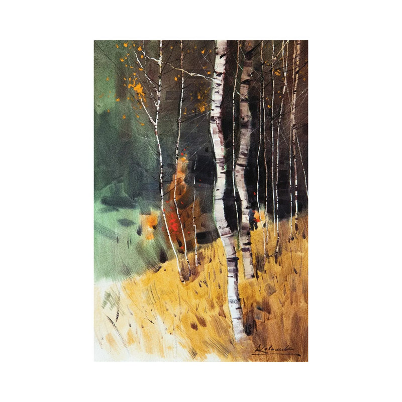 Autumn Landscape With Birches Trees by Andrii Kovalyk - Gallery-Wrapped Canvas Giclée on Canvas, No Frame