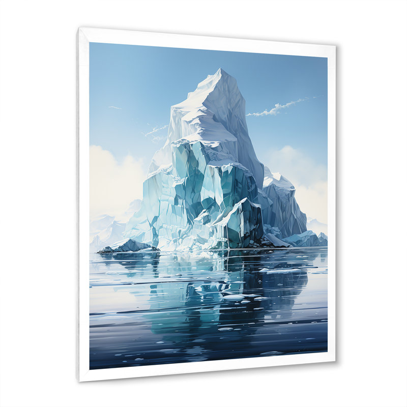 Glacier Majesty sur toile, Cadre simple blanc, H 40 po x l 30 po x P 1,5 po