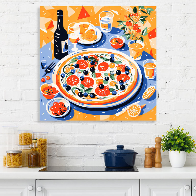 Henri Henri Matisse style pizza impressionniste III - pizza, art mural, H 30 po x l 30 po x P 1,5 po
