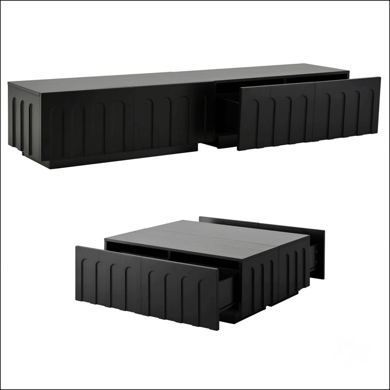 Elegant TV Stand & Coffee Table Set Of 2, Black