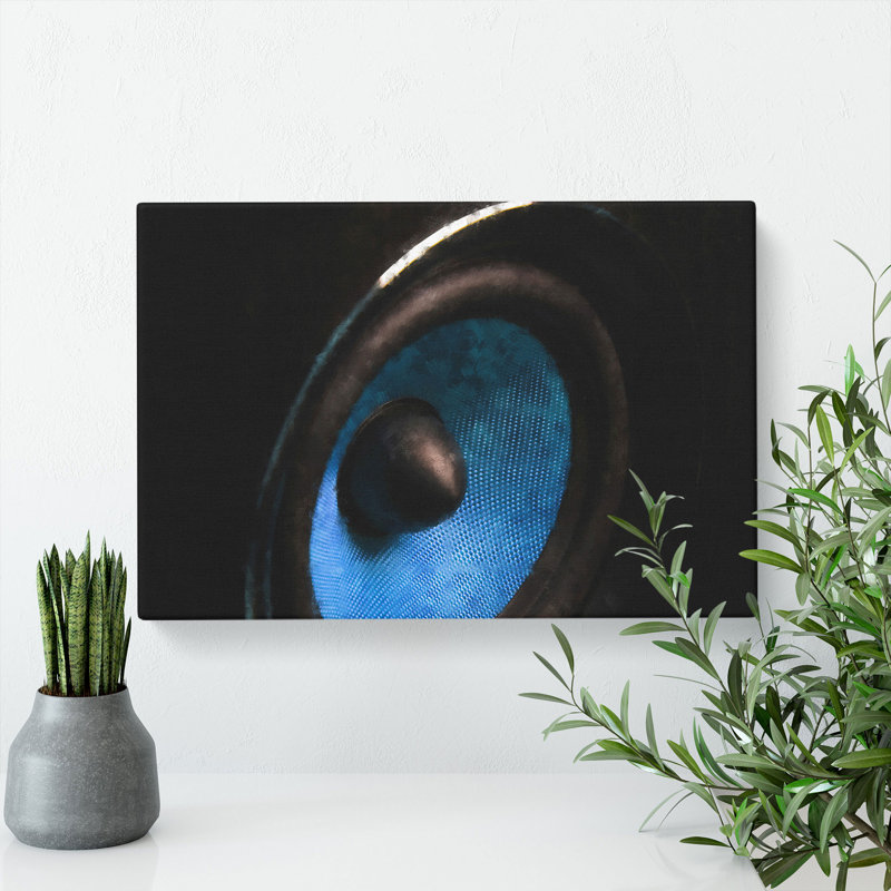 Hi Fi Speaker In Blue - Wrapped Canvas, 35cm H x 50cm W x 3cm D