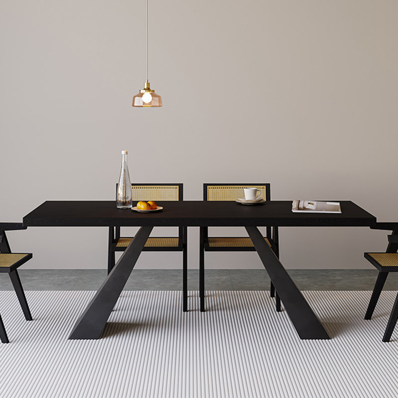 Table de salle à manger rectangulaire noire, H 29,53 po x L 70,87 po x l 31,5 po