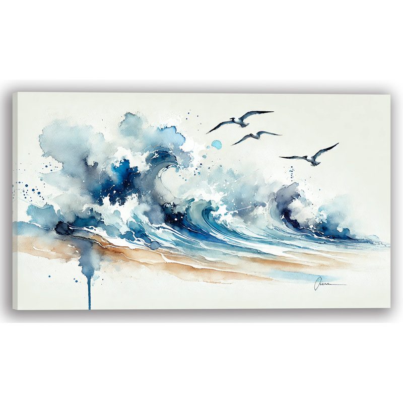 Impression sur toile tendue Serene Seaside Waves, H 20 po x l 35 po