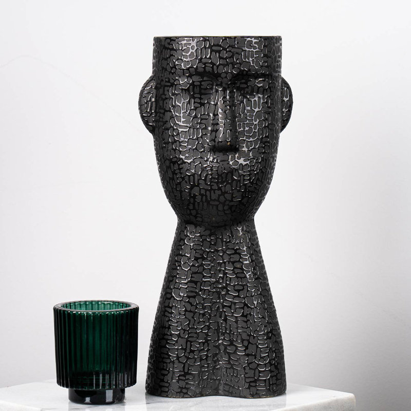 Brijet Ceramic Table Vase, Black, 32.5cm H x 14cm W x 12cm D
