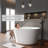 Dowell 48" Round Solid Surface Freestanding Soaking Bathtub in Matte White