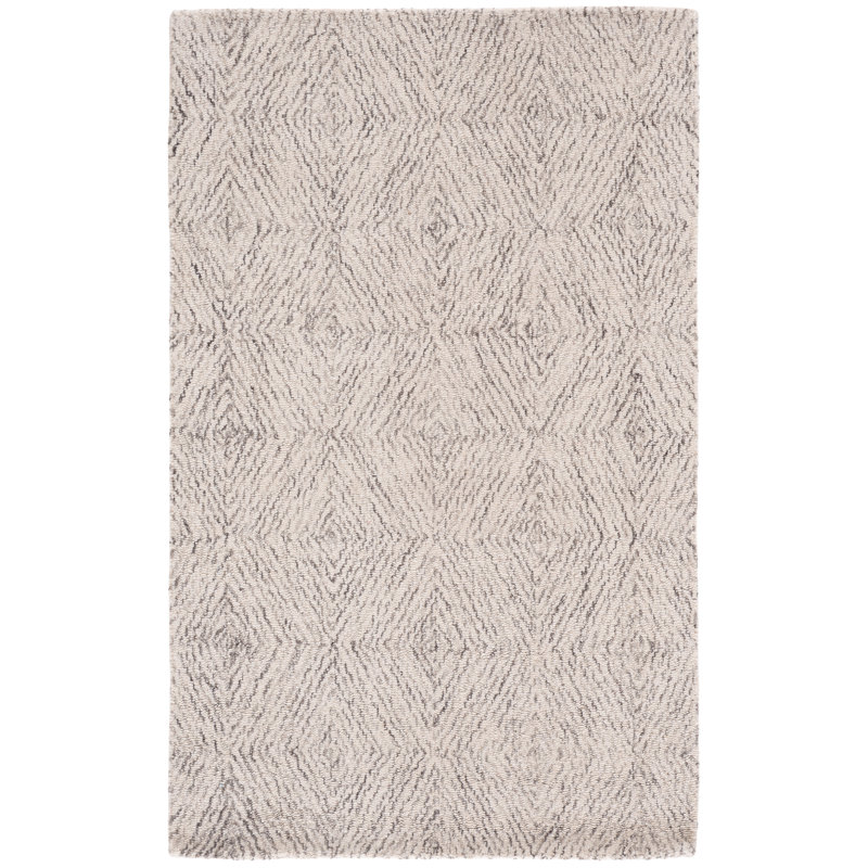 Tapis géométrique en laine / coton touffeté à la main Suhayl, Rectangle 3 pi x 5 pi