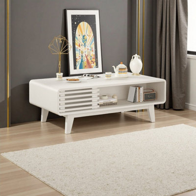 Table basse avec rangement Mid-Century Farmhouse - L 43,7 po