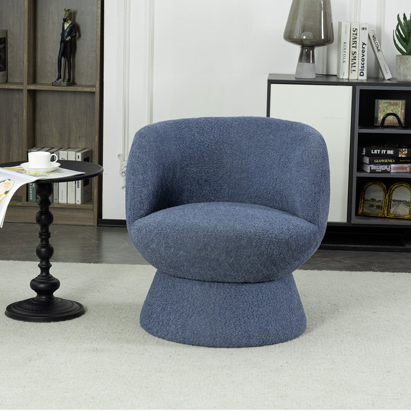 Fauteuil demi-tonneau pivotant de 28,5 po Joclyn, Polyester bleu
