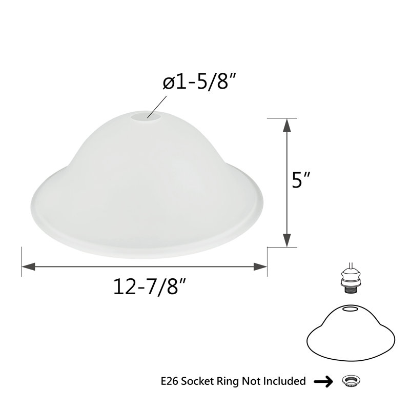 Abat-jour de ventilateur de plafond en verre H 5 po x l 12,87 po (Uno) en blanc