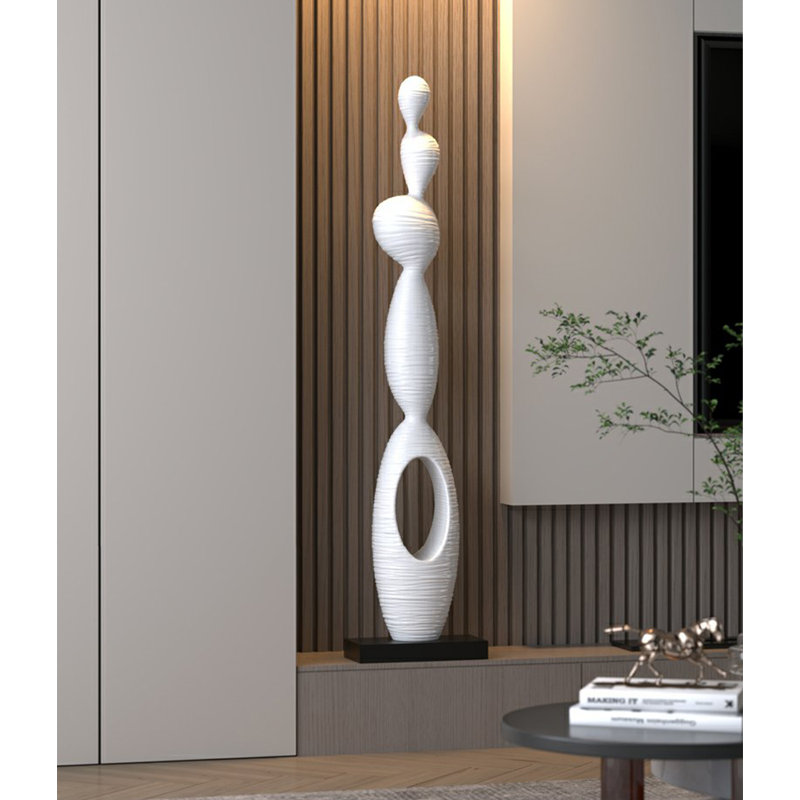 Sculpture abstraite en fibre de verre, H 59,06 po x l 15,75 po x P 9,84 po, Blanc