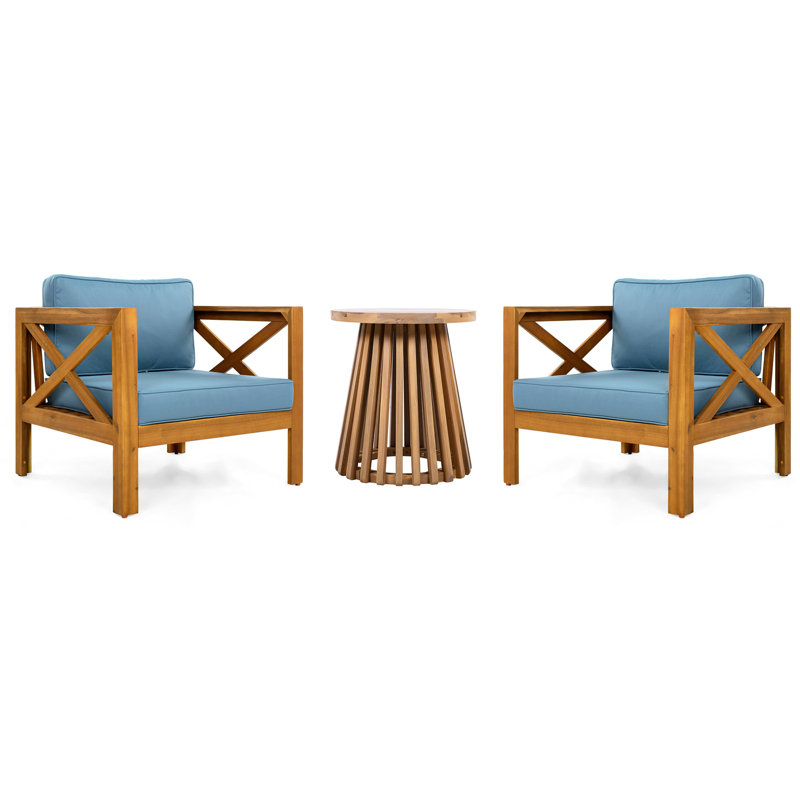 Ensemble de conversation 3 pièces pour patio, Bleu