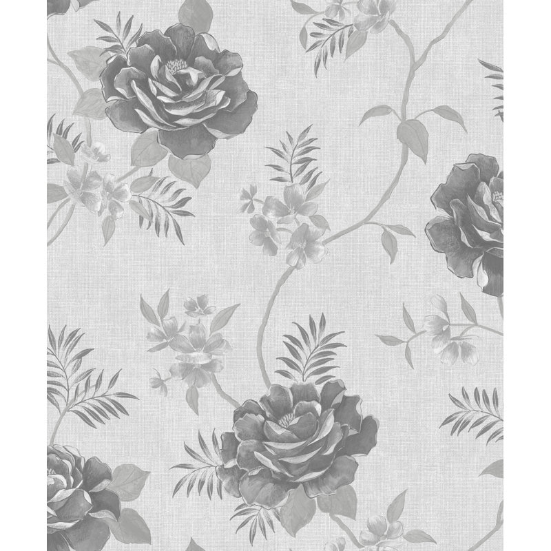 Deshotel 10.05m x 53cm Semi-Gloss Wallpaper Roll, Grey
