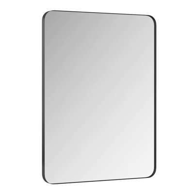 24X36 Inch Rectangular Metal Framed Black Bathroom Dressing Vanity Mirror - Fashionable For Living Room, Bedroom & Modern Bedroom, Room