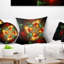 Fractale jaune et fleur rouge - coussin imprimé abstrait-30057468-30057464