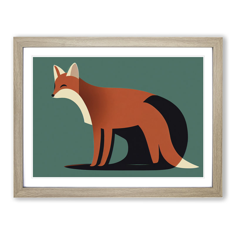 A First Rate Abstract Fox - Single Picture Frame Print, Oak Framed, 25cm H x 34cm W x 2cm D