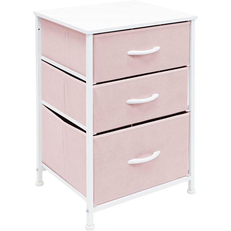 Table de chevet avec 3 tiroirs Sorbus, Rose