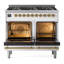 ILVE UPD406NMP Nostalgie II 40 inch Dual Fuel Range with 6 Total Black Brass Burners (Limited Edition)-458233632-458233633