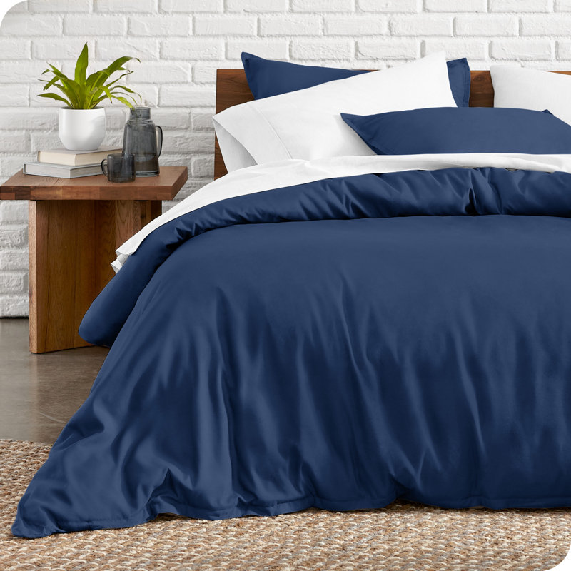 King Size Dark Blue Microfiber Duvet Cover Set