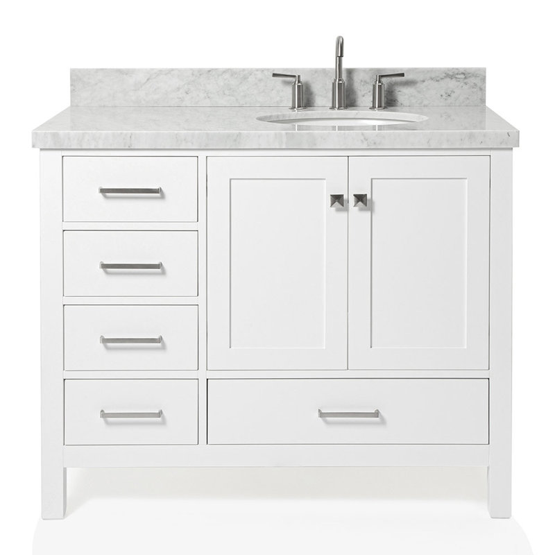 Cambridge Single Bathroom Vanity Set, White, Brushed Nickel, 43"