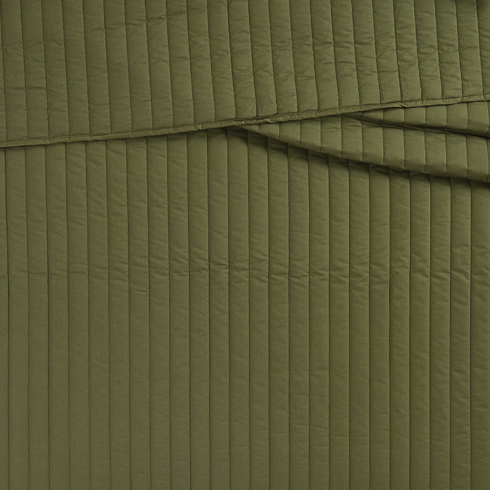 Brooklyn Loom Oversized Cotton Percale 3 Piece Quilt Set, Full/Queen Quilt + 2 Standard Shams, Olive Green