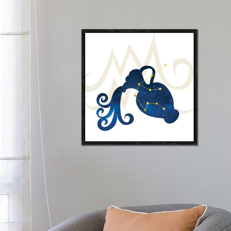 Stars of Aquarius 1 Piece Wall Art on Canvas, 66.04 cm H x 66.04 cm W, Black Framed