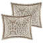 Ensemble de literie en jacquard luxueux 8 pièces Polyester Damassé brun clair / ivoire