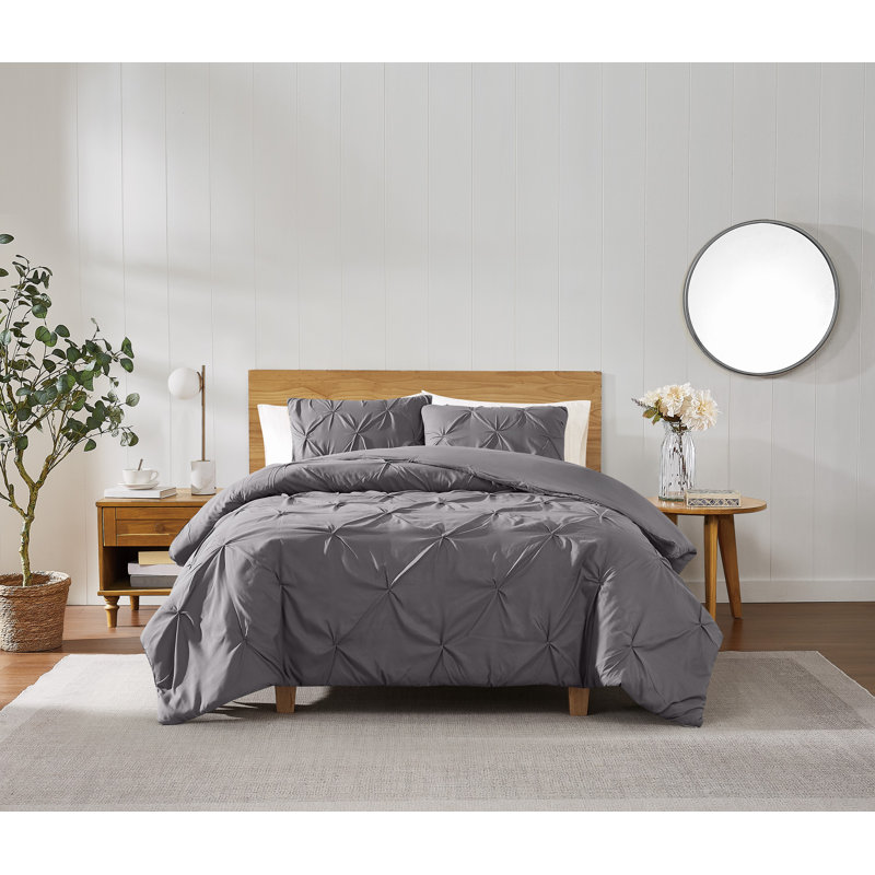 Ensemble d'édredon pour lit simple TG gris foncé, Simple TG + 1 taie décorative standard, Gris foncé