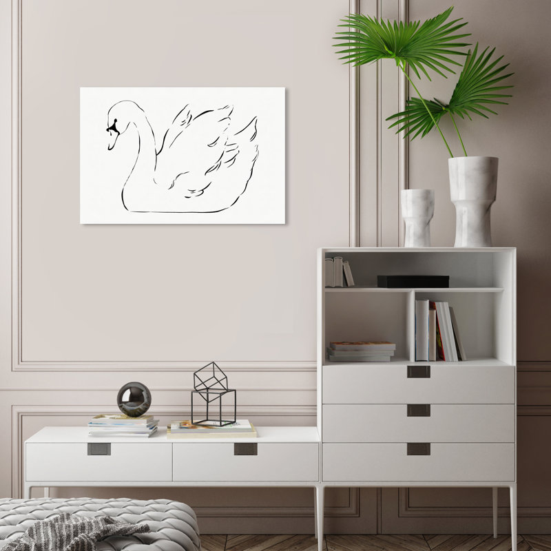 Élégant cygne blanc par Wynwood Studio, H 16 po x l 24 po x P 0,8 po