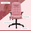 Chaise d'ordinateur de massage à haut dossier avec 6 points de vibration et fauteuil chauffant inclinable en cuir PU avec accoudoirs et télécommande, rose