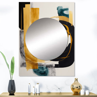 Margan moderne vert art déco III - miroir transitionnel, miroir mural unique vert, art imprimé en métal