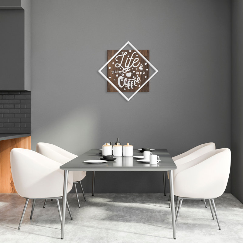 Décoration murale en bois, Noyer / Argent