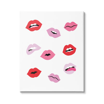 Lèvres rouges séduisantes expressives, rouge, abat-jour noir encadré, estampe numérique de JJ Design House LLC