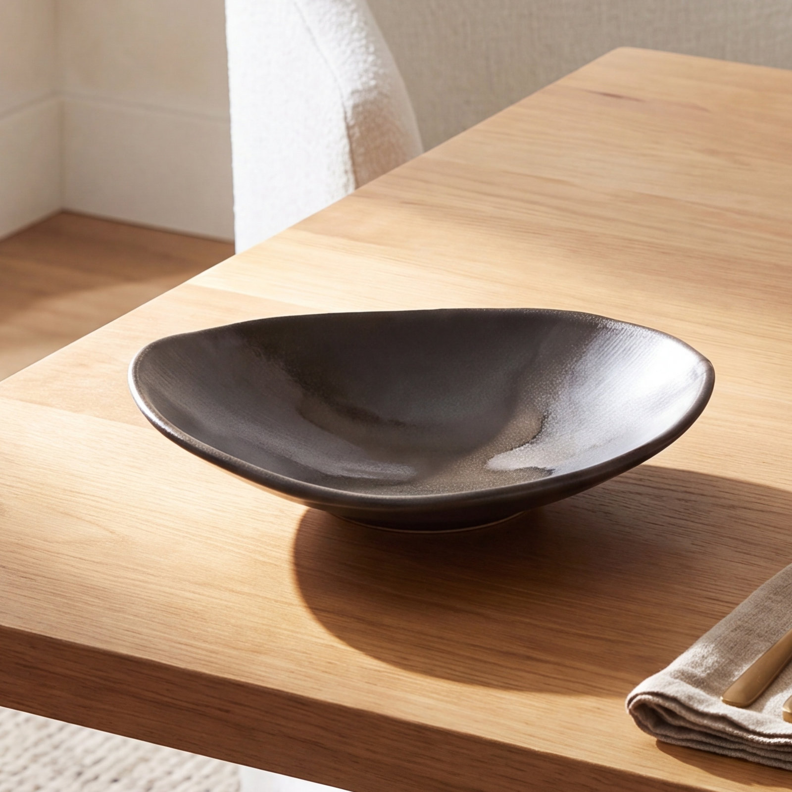 Nora Variegated Serving Bowl, Charcoal